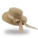 Bucket Hat Beach Summer Straw Hats for Women Flat Top Ribbon Bowknot Elegant Luxury Straw Women