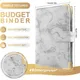 A6 PU Leather Marble Notebook Binder Budget Planner Money Organizer for Cash Savings with 6 Zipper