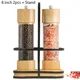 Wooden Salt and Pepper Grinder Set Manual Mills with Acrylic Visible Window and Iron Stand Kitchen