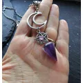 Purple Luna Witch Necklace with Amethyst Amethyst Necklace Pagan Necklace Wiccan Necklace