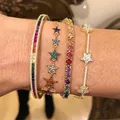Trendy Zirconia Crystal Stars Slave Chain Bracelet For Women Finger Hand Silver Color Stars Charm