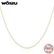 WOSTU 925 Sterling Silver Plated Gold Simple Basic Clasp Chain Necklace For Women Wedding Party Fine