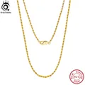 ORSA JEWELS 18K Gold over Authentic 925 Sterling Silver 1.7mm Diamond-Cut Rope Chain Necklace for