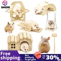 Pet Hamsters House DIY Wooden Gerbil Hideout Bridge Swing and Chinchilla Seesaw Pet Sport Exercise