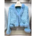 2023 Natural Rabbit Fur Coats Knitted Women's New Real Fox Fur Jackets Luxury Woman Clothing