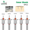 LAVIE 5pc 8mm Shank HSS Countersink Woodworking Router Bit Set Milling Cutter Screw Extractor Remon