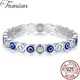 Trumium Solid s925 Sterling Silver Blue Enamel Sapphire Eye Ring Wedding Eternity Rings for Women