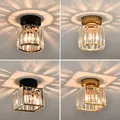 Led Ceiling Lights Crystal Lampshade Balck Gold Plafonnier Living Room Bedroom Modern Round Square