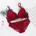 lingerie porno push up bra set intimates lace top and panties lace underwear set 3/4 cup underwear