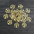 10pcs 12x10mm 316 Stainless Steel Gold Plated Life Tree Small Charms Pendant For Necklace DIY