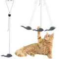 Interactive Cat Toy Hanging Door Retractable Cat Scratch Rope Mouse Long Stick Kitten Feather Toys