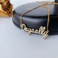 Custom Name Necklace Personalized Diamond Iced Out Pendant Stainless Steel Gold Crystal Nameplate