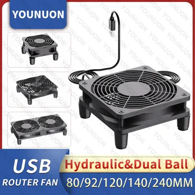 5V USB Router Fan 80mm 92mm 120mm 140mm DIY TV Box Ball/Sleeve Cooler & Protective Net Desktop Cooling Fan