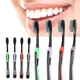 4Pcs Bamboo Charcoal Toothbrush Oral Care Antibacterial Toothbrush With Black Heads Ultra Fine Soft