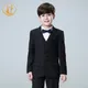 Spring Autumn Formal Black Suits for Weddings Set Children Party Host Costume Kids Blazer Vest Pants