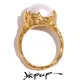 Yhpup Fashion Imitation Pearl Stainless Steel Gold Color Ring for Women Engagement Party Gift