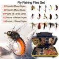 135Pieces/Box Fly Fishing Lure Box Set Wet Dry Nymph Fly Tying Material Bait Fake Flies for Trout