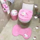 Cute Girl HelloKitty Bathroom Plush Trim Set Toilet Seat Cushion Foot Pad Tissue Cover Garbage Can