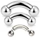 G23 Titanium PIERC Curved Barbell Nose Ring Large size 0G-12G Threaded With Balls Earring punk Lip