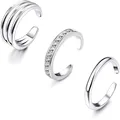 Open Toe Rings Set for Women Simple Thin CZ Tail Band Ring Adjustable Summer Beach Foot Jewelry