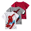 Boys Birthday Marvel Spiderman Shirts Short Sleeves Casual Sport Kids Tops Baby Print Super Hero