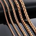 3mm/4mm/5mm/6mm/7mm Rose Gold Color Stainless Steel Wheat Braided Necklace Link Classic Curb Chain