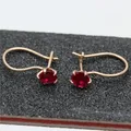 585 purple gold plated 14K rose gold inlaid ruby earrings for women sweet light luxury fashion