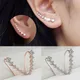 Long Dipper Ear Hook Clip on Earrings for Women Four-Prong Setting Zircon Climbing Ear Cuff Earrings