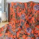 Bright Orange Flower and Bird Yarn Dyed Jacquard Fabric Oil Painting Style Women's Floral Dress Diy