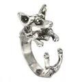 Kinitial Antique Wolf Ring Boho Chic Welsh Corgi Dog Ring Animal English Dog Ring Hippie Knuckles