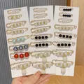 6pcs/Pack Cute Enamel Brooches Pins Pearl Neckline Small Collar Lapel Pin Buckle Hijab Fixed Clothes