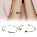 925 Sterling Silver Pandora Moments Open Bangle fit Original Charms DIY Jewelry for Women Birthday