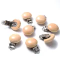 10Pcs 30mm Baby Wooden Pacifier Clips Round Wood Clip for Baby Pacifier Log Nipple Chain Holder