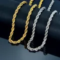 Stainless Steel Rope Chain Necklace For Men Women Braided Rope Chain Choker Necklace Gold Color Neck