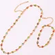 Gold Plated Colorful Zircon Square Stone Chain Choker Neckalce Bracelet for Women Charm Handmade