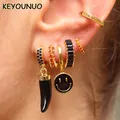 KEYOUNUO Gold Filled CZ Dangle Earrings Set For Women Enamel Zircon Huggie Hoop Earrings Fashion
