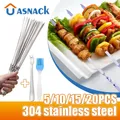 5/10/20Pcs Stainless Steel Barbecue Skewer Reusable BBQ Skewers Kebab Iron Stick For Outdoor Camping