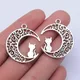 WYSIWYG 10pcs 30x26mm Antique Silver Color Moon Cat Charms Pendant For Jewelry Making DIY Jewelry