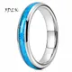 4mm Rings For Men Women Stainless Steel Ring Blue Fire Opal Inlay Luxury Wedding Band Engagement