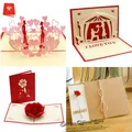 3D Pop UP Cards Valentines Day Gift Postcard Wedding Invitation Greeting Cards Anniversary for Her