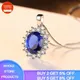 YANHUI Luxury Simulated Sapphire Pendant Necklace Women Original Real Tibetan Silver Necklace Woman