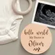 Hellow Word My Name Is Pregnancy Announcement Sign Custom Baby Plaque Baby Announcement Gift Laser