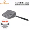 PizzAtHome 14/13/12 Inch Perforated Pizza Peel Rectangular Pizza Shovel Aluminum Hard Coating Pizza