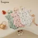 Tregren 0-24M Cute Summer Baby Clothing Toddler Girls Cotton Fly Sleeve Floral Print Romper Top Hair