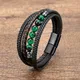 Natural Round Lava Stone Beaded Charm Bracelet Men Multilayer Woven Leather Bracelet Fashion Tiger