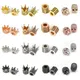 Copper Micro Pave Zircon Crystal CZ Geometry Crown Leopard Helmet Skull Loose Spacer Beads for