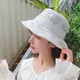 Sun Korean seaside Vintage Elegant Lace Bucket Hat Women Summer Beach Sun Hats Fashion Korean caps