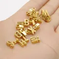 26Pcs Metal Gold Color Big Hole Alphabet Beads Necklace Pendant A-Z 26 Letter Beads Findings For DIY