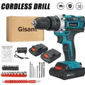 Gisam Cordless Impact Drill Electric Screwdriver Rechargeable Handheld Hammer Drill Power Tool 25+3