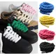 2 pair/set Vintage DIY Linen Cotton Weaving Style Bold Shoelaces Low-top Canvas Green Shoes laces